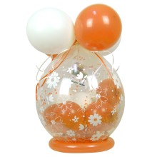 Verpackungsballon Geschenkballon: Gänseblümchen - Orange & Weiß - Basic Ø 50 cm