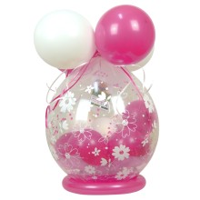 Verpackungsballon Geschenkballon: Gänseblümchen - Rosa & Weiß - Basic Ø 50 cm