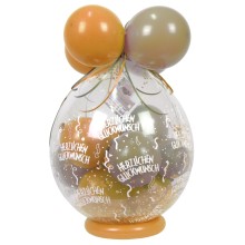 Verpackungsballon Geschenkballon: Herzlichen Glückwunsch - Gold & Creme - Basic Ø 50 cm