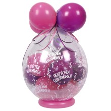 Verpackungsballon Geschenkballon: Herzlichen Glückwunsch - Pink & Rosa - Basic Ø 50 cm