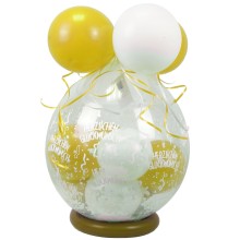 Verpackungsballon Geschenkballon: Herzlichen Glückwunsch - Weiß & Gelb - Basic Ø 50 cm