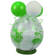 Verpackungsballon Geschenkballon: Herzlichen Glückwunsch - Weiß & Grün - Basic Ø 50 cm