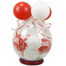 Verpackungsballon Geschenkballon: Herzlichen Glückwunsch - Weiß & Rot - Basic Ø 50 cm