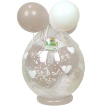 Verpackungsballon Geschenkballon: Herzen (Weiß) - Creme & Weiß - Basic Ø 50 cm