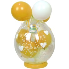 Verpackungsballon Geschenkballon: Herzen (Weiß) - Gelb & Weiß - Basic Ø 50 cm