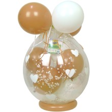 Verpackungsballon Geschenkballon: Herzen (Weiß) - Gold & Weiß - Basic Ø 50 cm