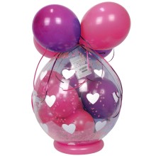 Verpackungsballon Geschenkballon: Herzen (Weiß) - Pink & Rosa - Basic Ø 50 cm