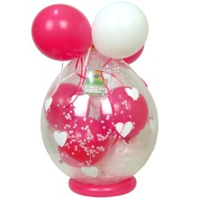 Verpackungsballon Geschenkballon: Herzen (Weiß) - Pink & Weiß - Basic Ø 50 cm