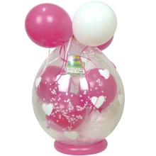 Verpackungsballon Geschenkballon: Herzen (Weiß) - Rosa & Weiß - Basic Ø 50 cm