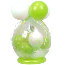 Verpackungsballon Geschenkballon: Klar - Apfelgrün & Weiß - Basic Ø 50 cm