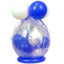 Verpackungsballon Geschenkballon: Klar - Blau & Weiß - Basic Ø 50 cm