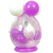 Verpackungsballon Geschenkballon: Klar - Flieder & Weiß - Basic Ø 50 cm