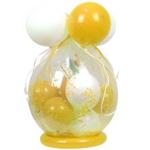 Verpackungsballon Geschenkballon: Klar - Gelb & Weiß - Basic Ø 50 cm