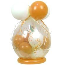 Verpackungsballon Geschenkballon: Klar - Gold & Weiß - Basic Ø 50 cm