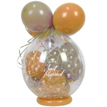 Verpackungsballon Geschenkballon Hochzeit: Just Married - Gold & Creme - Basic Ø 50 cm