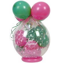 Verpackungsballon Geschenkballon Hochzeit: Just Married - Mintgrün & Rosa - Basic Ø 50 cm