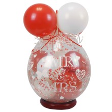Verpackungsballon Geschenkballon Hochzeit: Mr & Mrs - Weiß & Rot - Basic Ø 50 cm