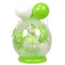 Verpackungsballon Geschenkballon Hochzeit: Rosen - Weiß & Apfelgrün - Basic Ø 50 cm