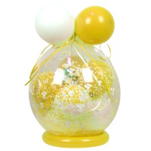 Verpackungsballon Geschenkballon Hochzeit: Rosen - Weiß & Gelb - Basic Ø 50 cm
