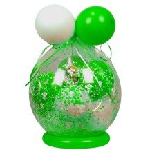 Verpackungsballon Geschenkballon Hochzeit: Rosen - Weiß & Grün - Basic Ø 50 cm