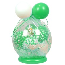 Verpackungsballon Geschenkballon Hochzeit: Rosen - Weiß & Mintgrün - Basic Ø 50 cm