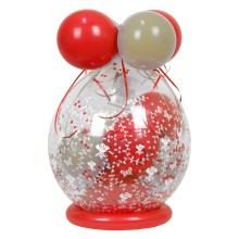 Verpackungsballon Geschenkballon Hochzeit: Rosen - Rot & Creme - Basic Ø 50 cm