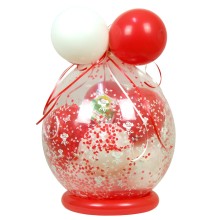 Verpackungsballon Geschenkballon Hochzeit: Rosen - Weiß & Rot - Basic Ø 50 cm