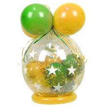 Verpackungsballon Geschenkballon Sterne - Limonengrün & Gelb - Basic Ø 50 cm