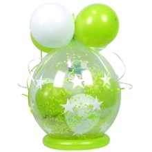 Verpackungsballon Geschenkballon Sterne - Apfelgrün & Weiß - Basic Ø 50 cm
