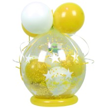Verpackungsballon Geschenkballon Sterne - Gelb & Weiß - Basic Ø 50 cm