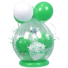 Verpackungsballon Geschenkballon Sterne - Mintgrün & Weiß - Basic Ø 50 cm