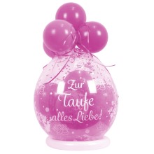 Verpackungsballon Geschenkballon Zur Taufe Alles Liebe - Rosa - Basic Ø 50 cm