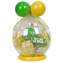 Verpackungsballon Geschenkballon: Alles Gute zur Hochzeit - Limonengrün & Gelb - Basic Ø 50 cm