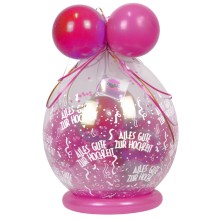 Verpackungsballon Geschenkballon: Alles Gute zur Hochzeit - Pink & Rosa - Basic Ø 50 cm