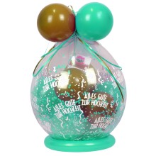 Verpackungsballon Geschenkballon: Alles Gute zur Hochzeit - Türkis & Gold - Basic Ø 50 cm