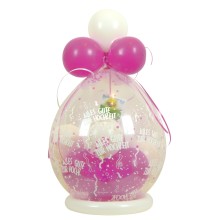 Verpackungsballon Geschenkballon: Alles Gute zur Hochzeit - Rosa & Weiß - Basic Ø 50 cm