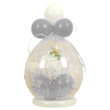 Verpackungsballon Geschenkballon: Alles Gute zur Hochzeit - Silber & Weiß - Basic Ø 50 cm