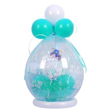 Verpackungsballon Geschenkballon: Alles Gute zur Hochzeit - Türkis & Weiß - Basic Ø 50 cm