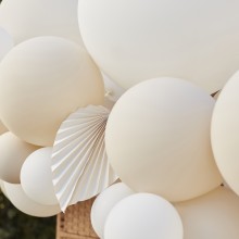 1 Balloon Arch - Paper Fans - White & Cream