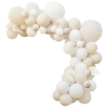 1 Balloon Arch - Paper Fans - White & Cream