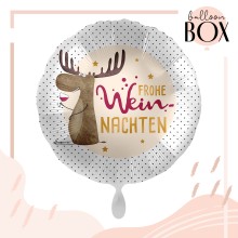Heliumballon in a Box - Cute Reindeer with Wine