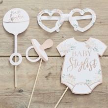 10 Photobooth Props - Baby in Bloom - Rose Gold Foiled