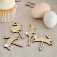 Cupcake Toppers - Jumping Bunnies - Wooden