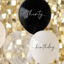 Balloon Bundle - 30th Birthday - Black, Nude, Cream, Champagne Chrome