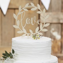 1 Cake Topper - Wooden Love