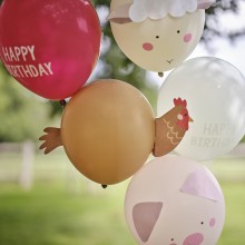 Balloon Bundle - 5pk Balloons with Card Animal Faces and Print
