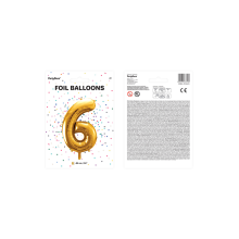 1 Ballon XXL - Zahl 6 - Gold
