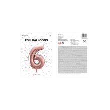 1 Ballon XXL - Zahl 6 - Rosegold