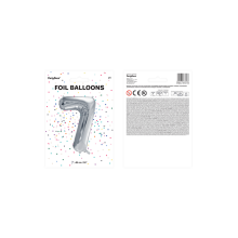 1 Ballon XXL - Zahl 7 - Silber