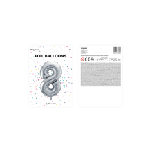 1 Ballon XXL - Zahl 8 - Silber
